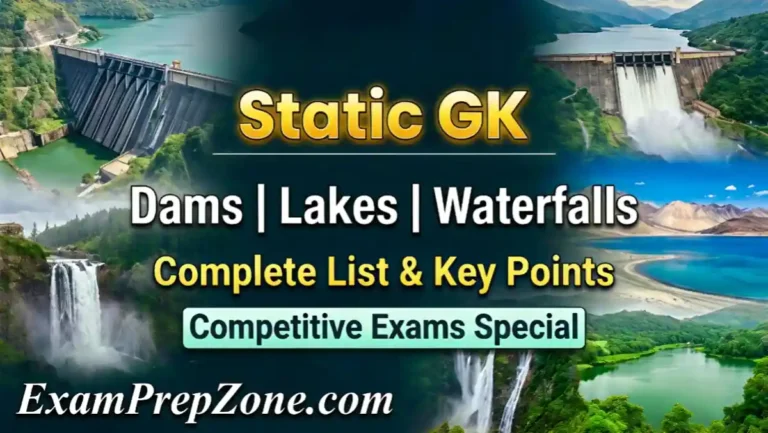 Static GK List of Important Dams Lakes and Waterfalls in India