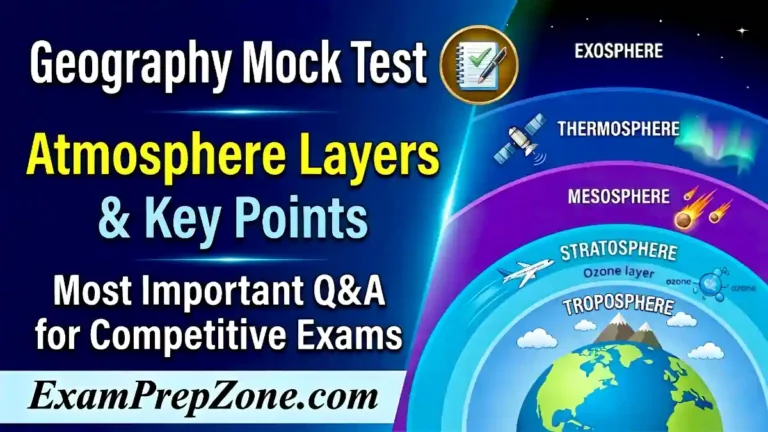 Geography Mock Test - Earth's Atmosphere Layers and Their Features